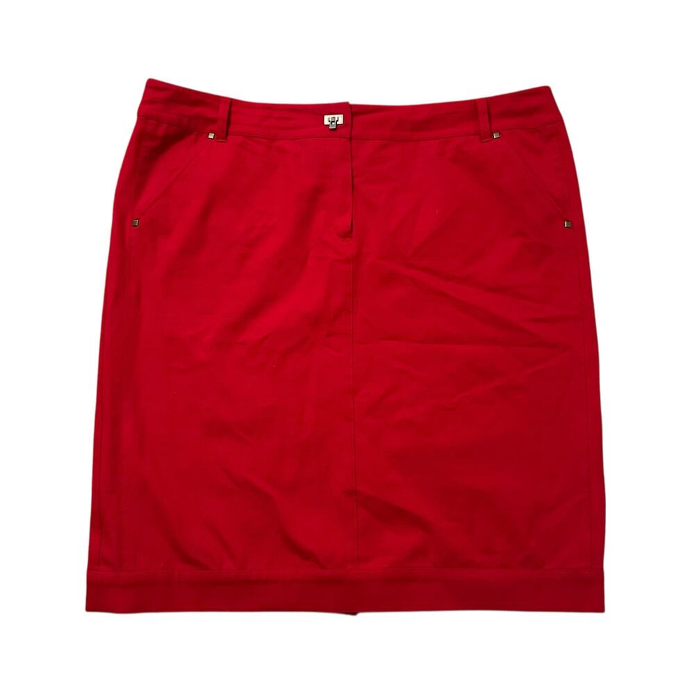 Lafayette 148 red straight knee-length skirt size 16